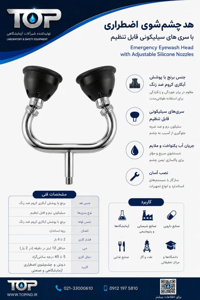 هد چشم شوی اضطراری با سری سیلیکونی قابل تنظیم