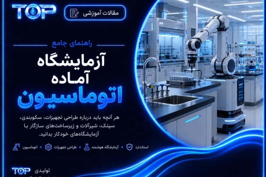 آزمایشگاه آماده اتوماسیون با بازوی رباتیک، سینک و شیرآلات آزمایشگاهی