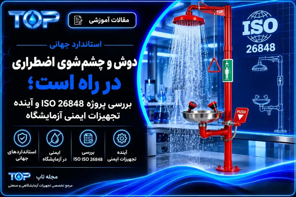 پروژه استاندارد ISO 26848 برای دوش و چشم‌شوی اضطراری آزمایشگاهی؛ تصویر شاخص مقاله مجله TOP