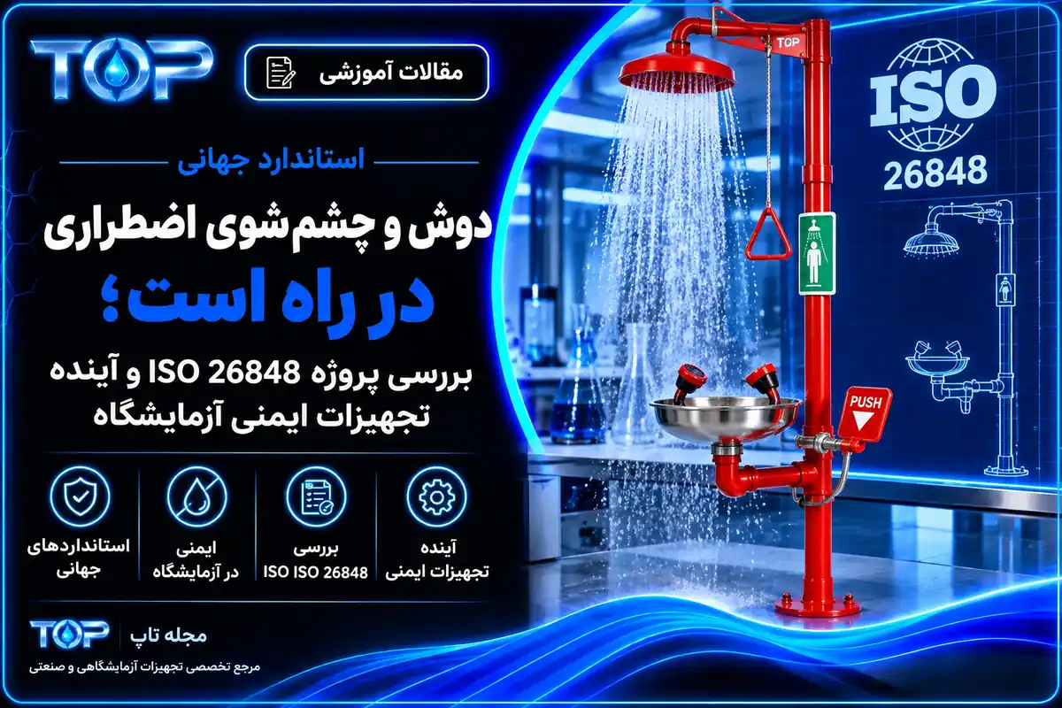 پروژه استاندارد ISO 26848 برای دوش و چشم‌شوی اضطراری آزمایشگاهی؛ تصویر شاخص مقاله مجله TOP