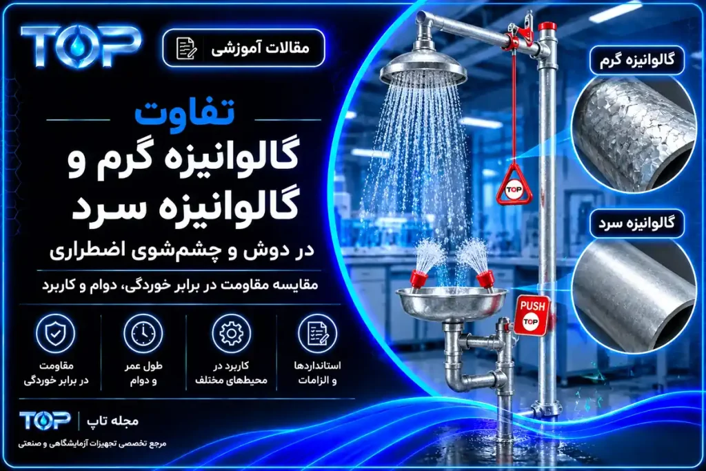 مقایسه پوشش گالوانیزه گرم و سرد در دوش و چشمشوی اضطراری